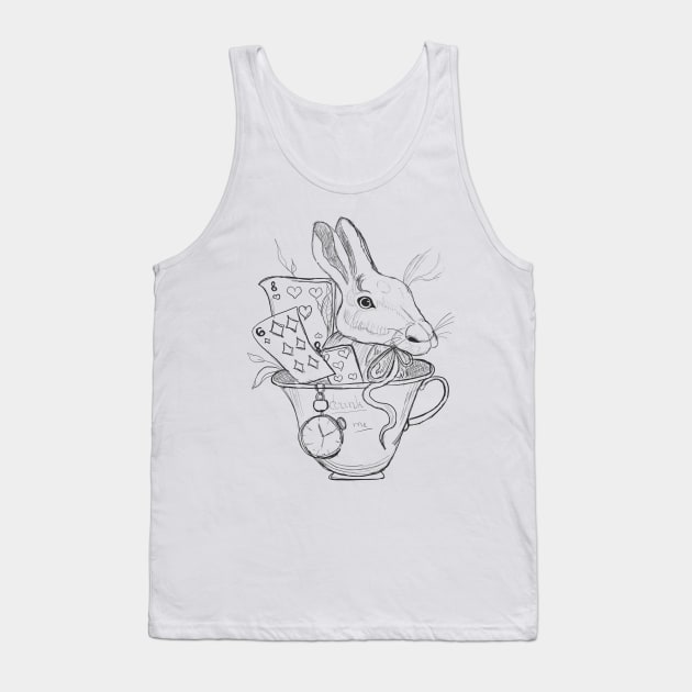 The white Rabbit in a mug Tank Top by Carriefamous